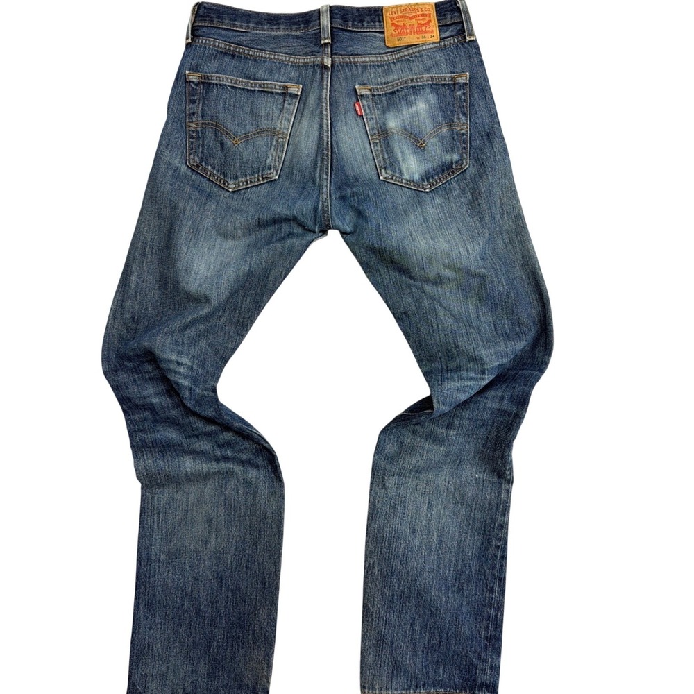 Levis‎ 501 Original Fit Mens Jeans 31x34 Blue Denim Button Fly Straight Leg
